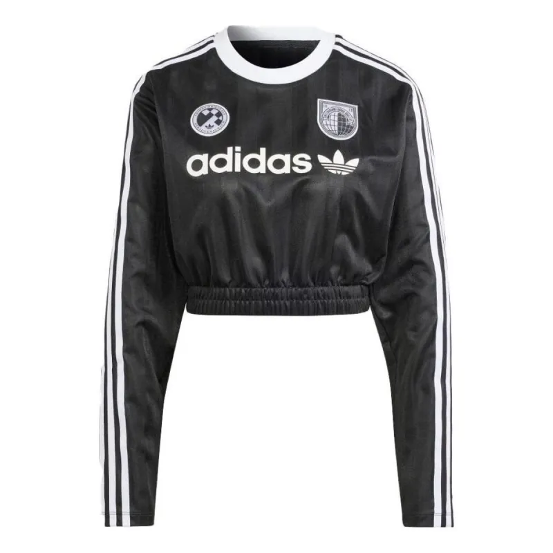 (WMNS) adidas Long Sleeve Crop Tee 'Black' IR9802 sold by KicksCrew