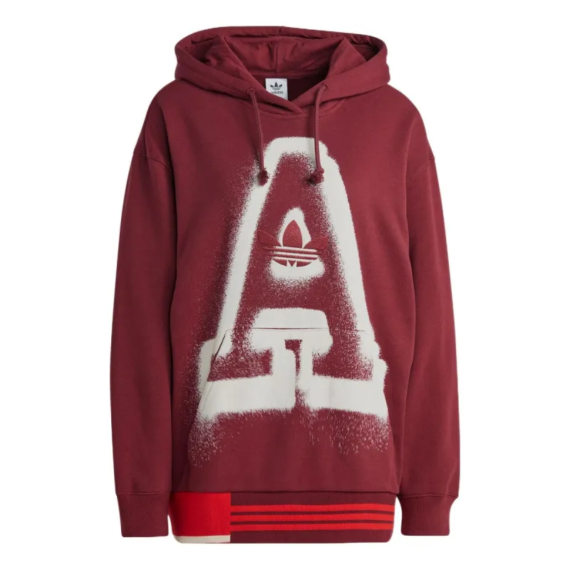 (WMNS) adidas Originals Oversized A Graphic Hoodie 'Red' IC5236 sold by KicksCrew