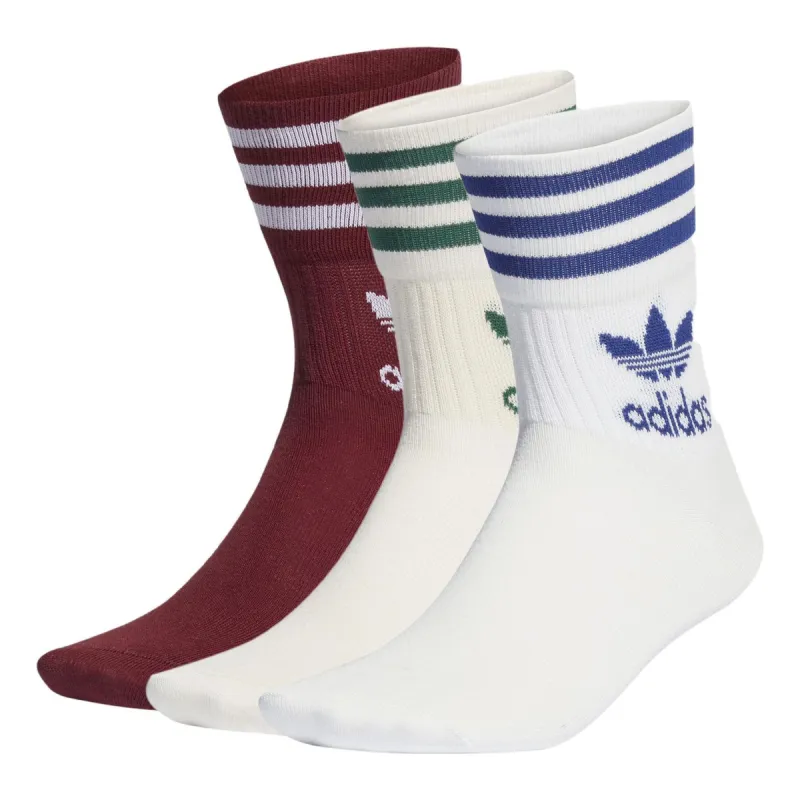 adidas originals Adicolor Mid Cut Crew Sock 'White Blue Burgundy' IB9388 sold by KicksCrew