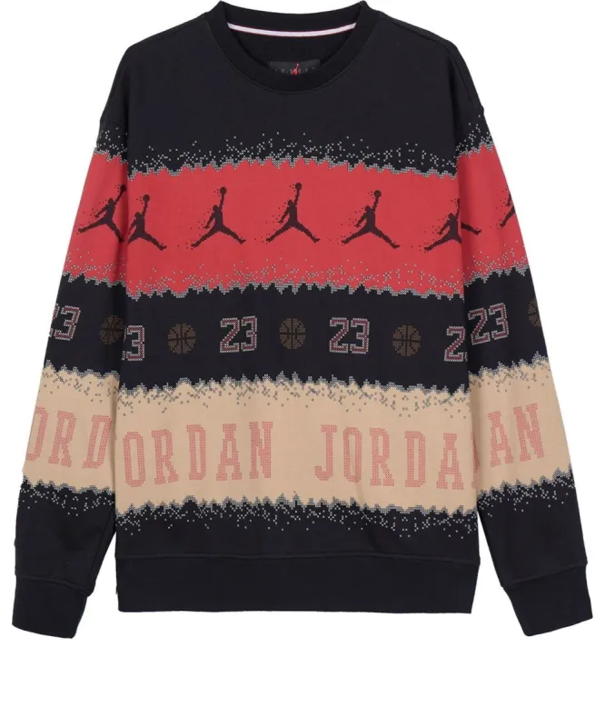 Air Jordan Essential Holiday Fleece Crew 'Beige Black Red' FD7464-687 sold by KicksCrew