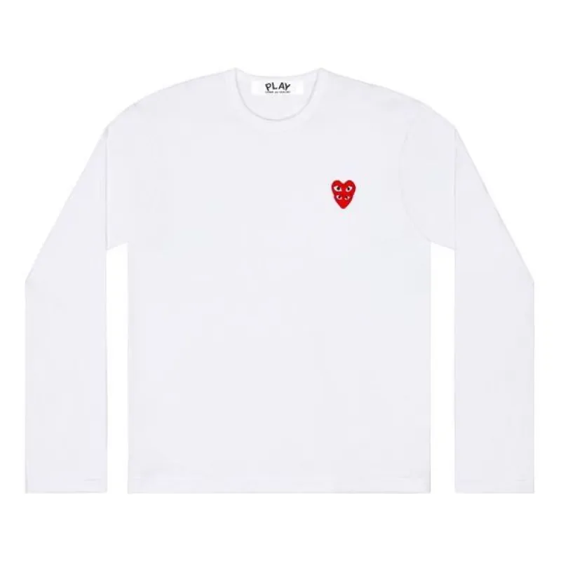 COMME des GARCONS PLAY L/S Basic T-Shirt Red Family Heart 'White' AZ-T292-051-2 sold by KicksCrew