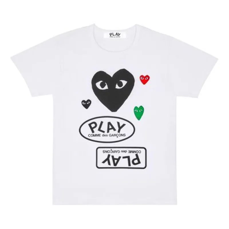 COMME des GARCONS PLAY Multi Heart T-Shirt 'White Black' AZ-T282-051-1 sold by KicksCrew