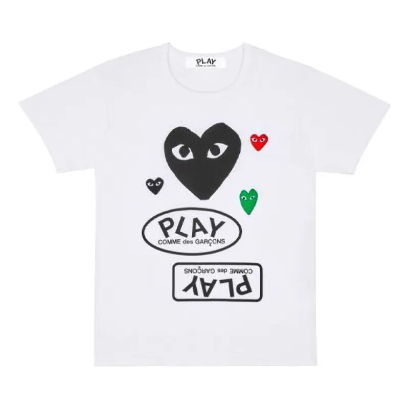 (WMNS) COMME des GARCONS PLAY Multi Heart T-Shirt 'White Black' AZ-T281-051-1 sold by KicksCrew