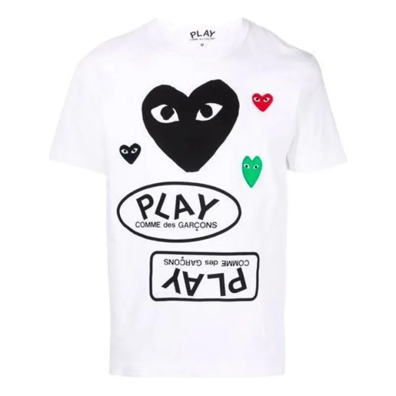 COMME des GARCONS PLAY Multi Heart T-Shirt 'White Black' P1T282-1 sold by KicksCrew
