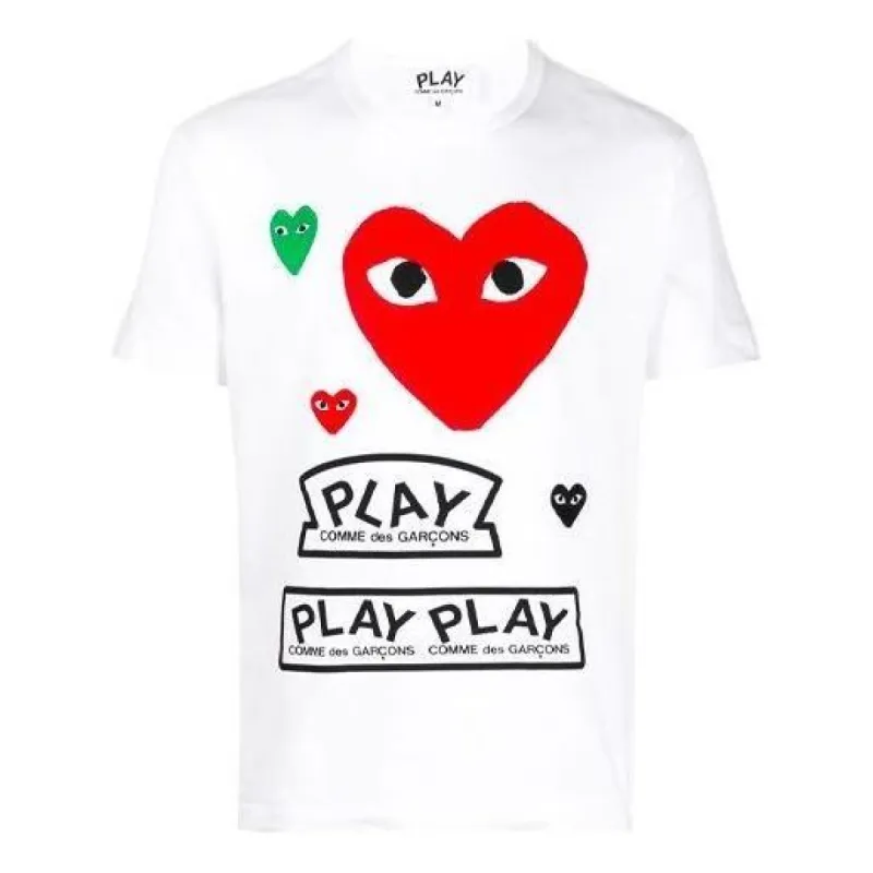 COMME des GARCONS PLAY Multi Heart T-Shirt 'White Red' P1T280-1 sold by KicksCrew
