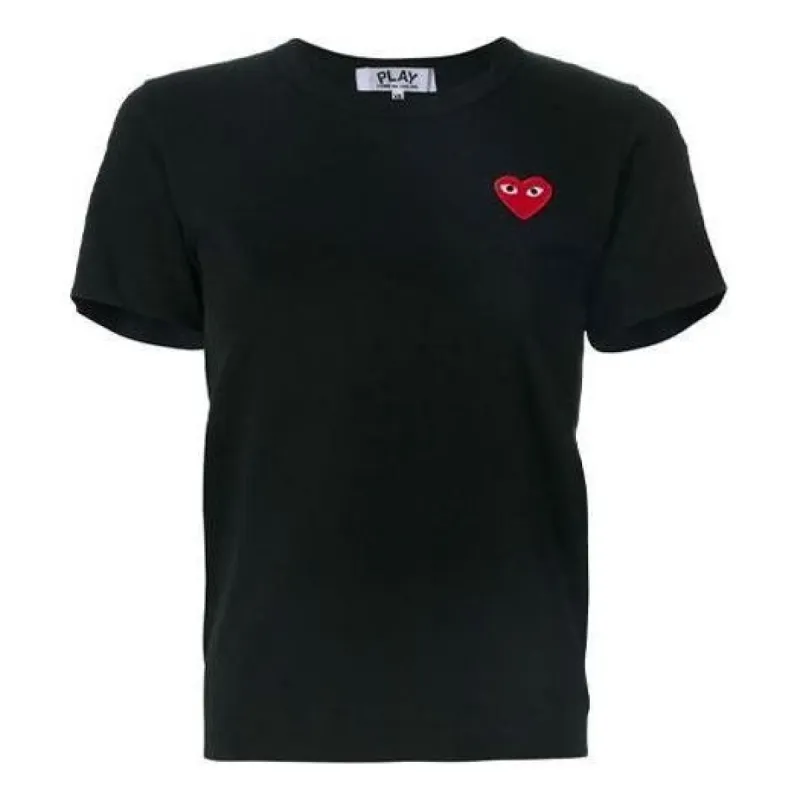 (WMNS) COMME des GARCONS PLAY Basic T-Shirt Red Emblem 'Black' P1T107-1 sold by KicksCrew