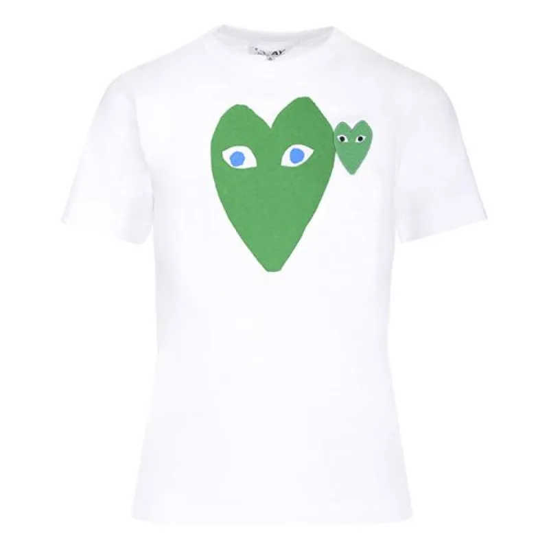(WMNS) COMME des GARCONS PLAY T-Shirt Large Green Heart With Blue Eyes 'White' P1T0891 sold by KicksCrew