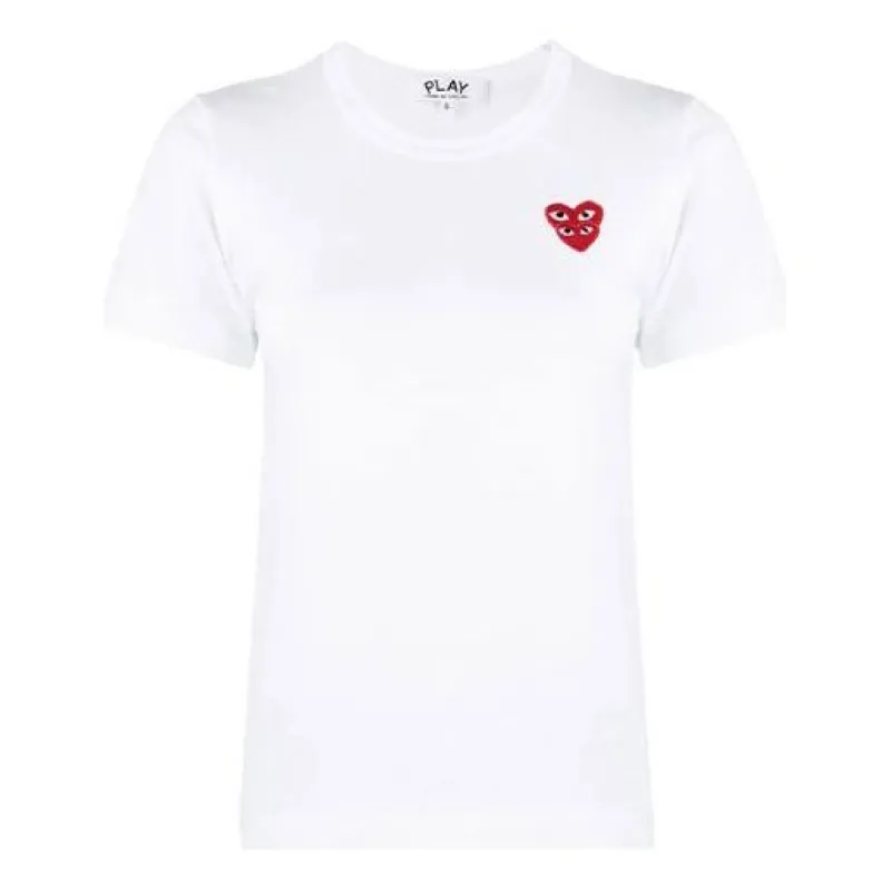 (WMNS) COMME des GARCONS PLAY Basic T-Shirt Red Family Heart 'White' P1-T287-051-2 sold by KicksCrew