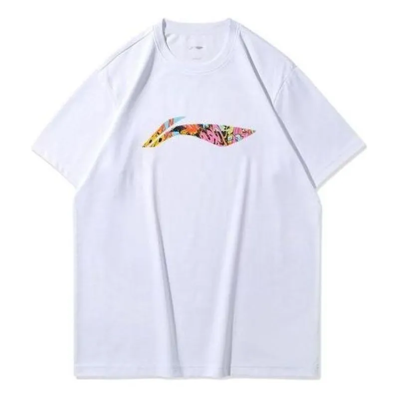 Li-Ning Big Graphic Loose Fit T-shirt 'White Multi' AHSR693-2 sold by KicksCrew