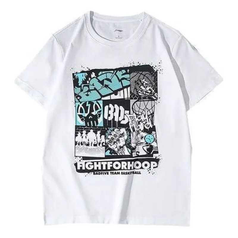 Li-Ning Hoops Cartoon Graphic T-shirt 'White' AHSR725-4 sold by KicksCrew