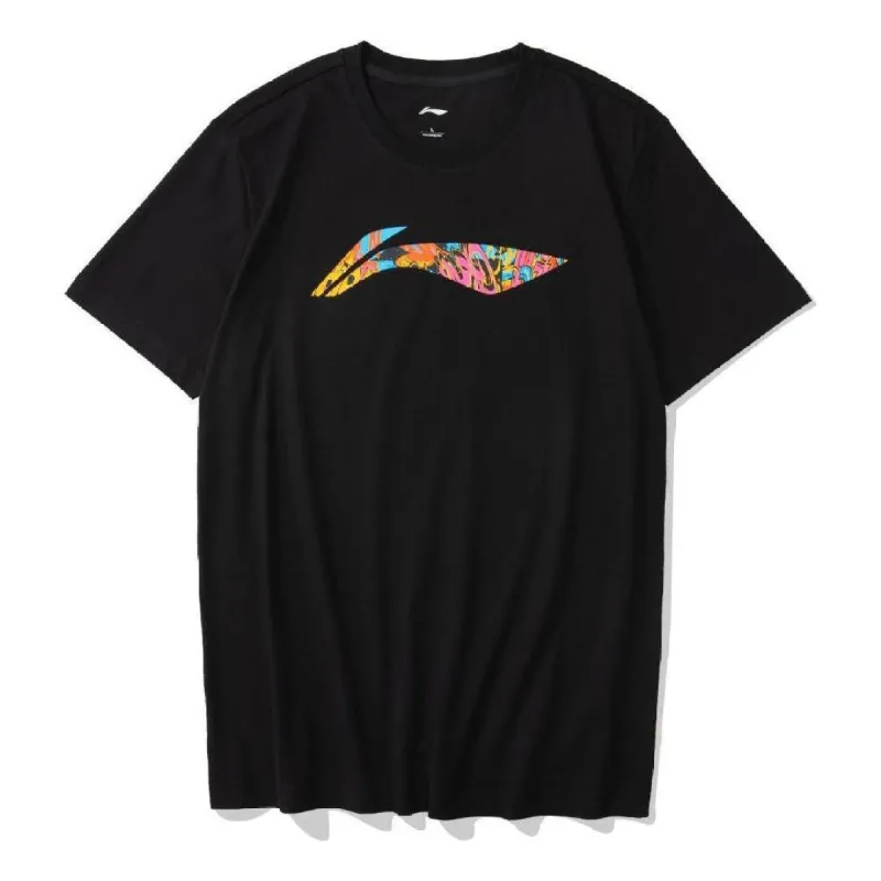 Li-Ning Big Graphic Loose Fit T-shirt 'Black Multi' AHSR693-1 sold by KicksCrew