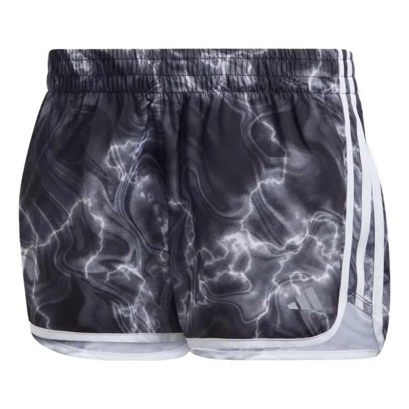 (WMNS) Adidas Marathon 20 Allover Print Shorts 'White Black Grey Six' IL1665 sold by KicksCrew