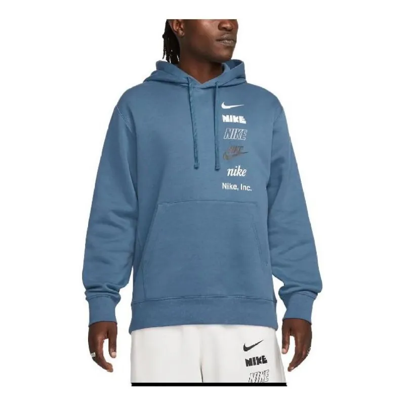 Nike Club Multi Logo Pullover Hoodie 'Blue' DX0783-491 sold by KicksCrew