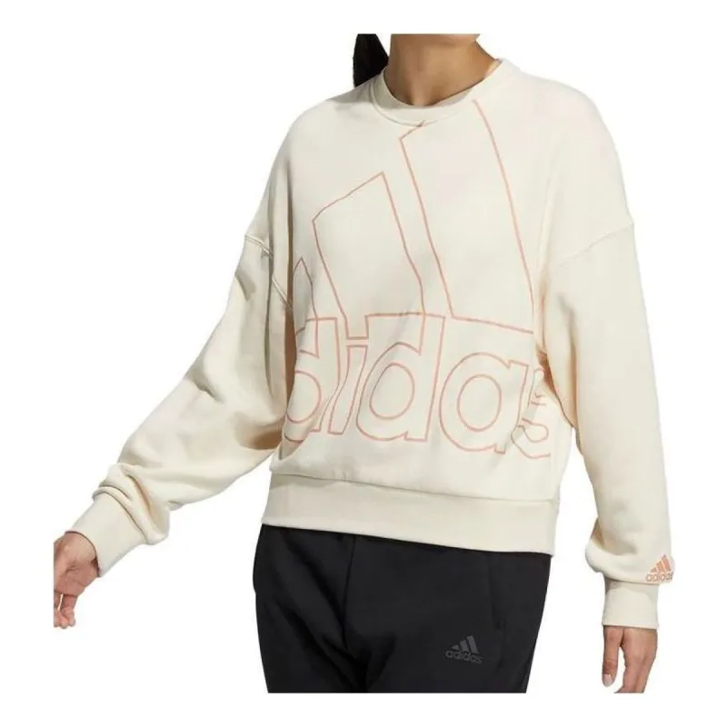 (WMNS) adidas Big Logo Printing Casual Sweaters 'White' HM9381 sold by KicksCrew