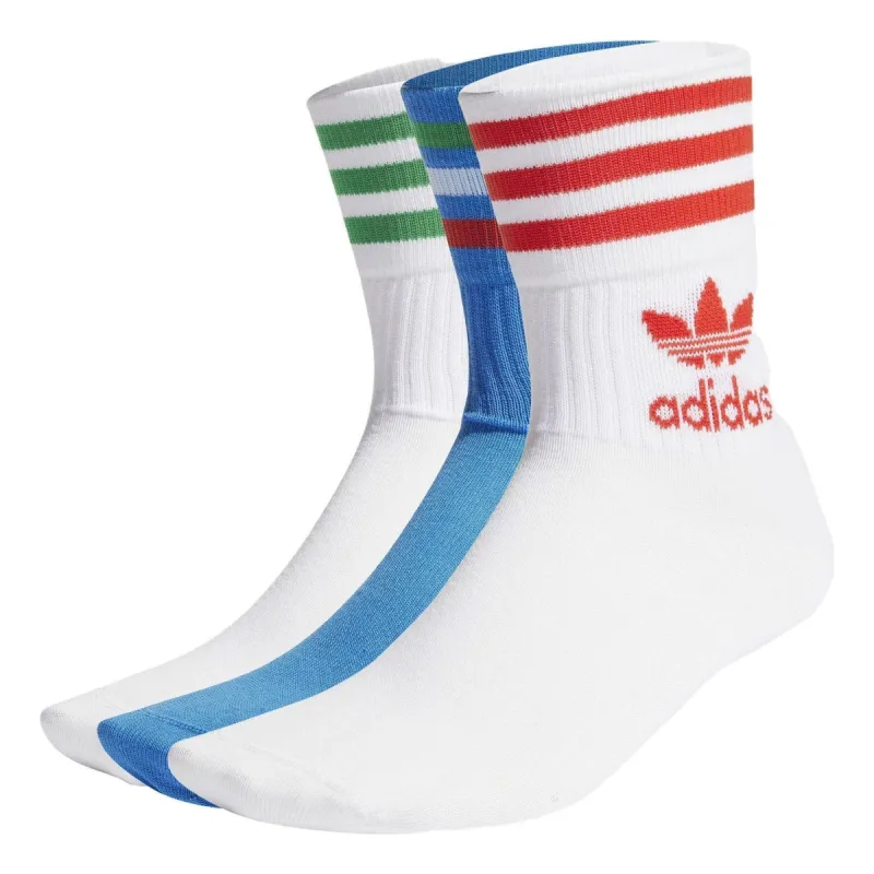 adidas originals Adicolor Mid Cut Crew Sock 'White Blue' HL9220 sold by KicksCrew