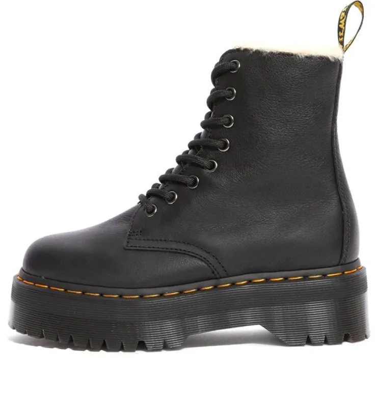 (WMNS) Dr. Martens Jadon Faux Fur Lined Leather Platform Boots 'Pisa - Black' 25637001 sold by KicksCrew