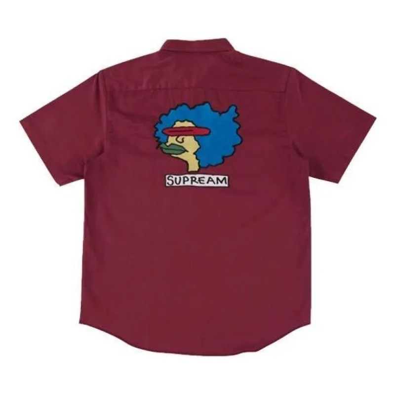 Supreme Gonz Work Shirt 'Burgundy Blue Yellow' SUP-FW17-168 sold by KicksCrew