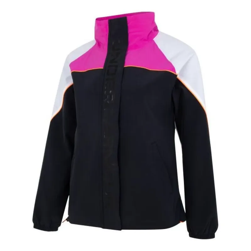 (WMNS) Under Armour Fitness Training Woven Jacket 'Black White Pink' 1368728-001 sold by KicksCrew