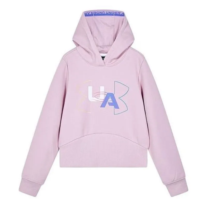 (GS) Under Armour Logo Printed Hoodie 'Pink White' 234203339 sold by KicksCrew