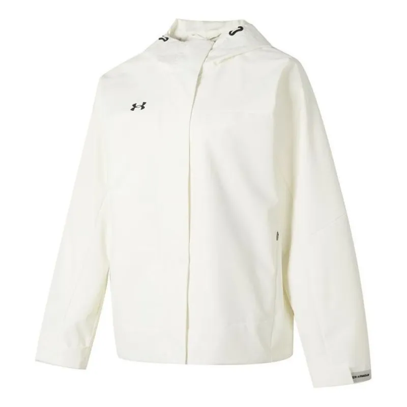 (WMNS) Under Armour Solid Color Outdoor Training Fitness Woven Jacket 'White Black' 23600402-101 sold by KicksCrew