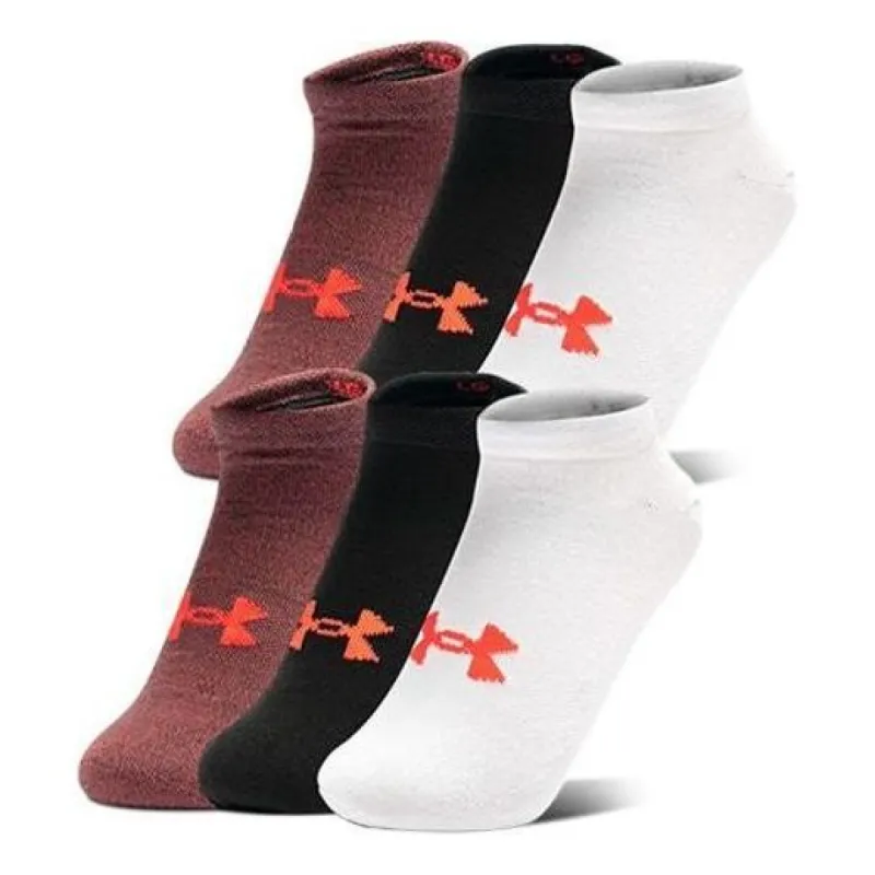 Under Armour Essentials No Show Socks - 6-Pack 'Black White Copper Red' 1358780-100 sold by KicksCrew