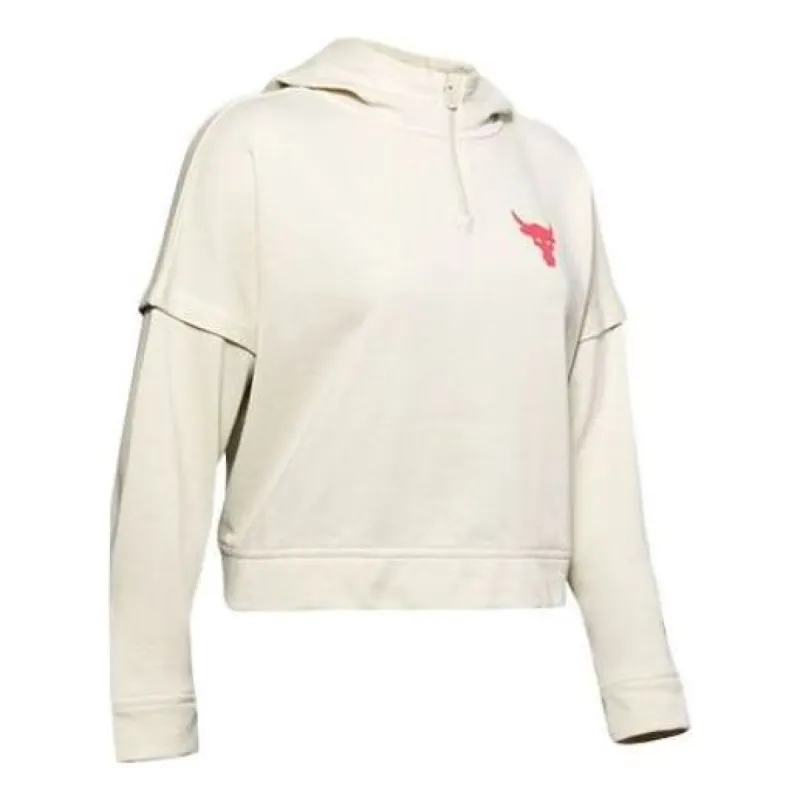 (WMNS) Under Armour x Project Rock Terry Hoodie 'White Pink' 1351807-110 sold by KicksCrew