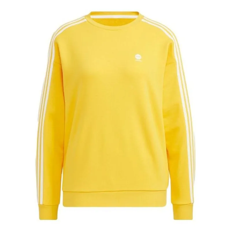 (WMNS) adidas neo 3-Stripes Crew sweatshirt 'Yellow White' HM7417 sold by KicksCrew