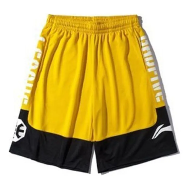 Li-Ning BadFive Logo Basketball Shorts 'Yellow Black' AAPP097-2 sold by KicksCrew