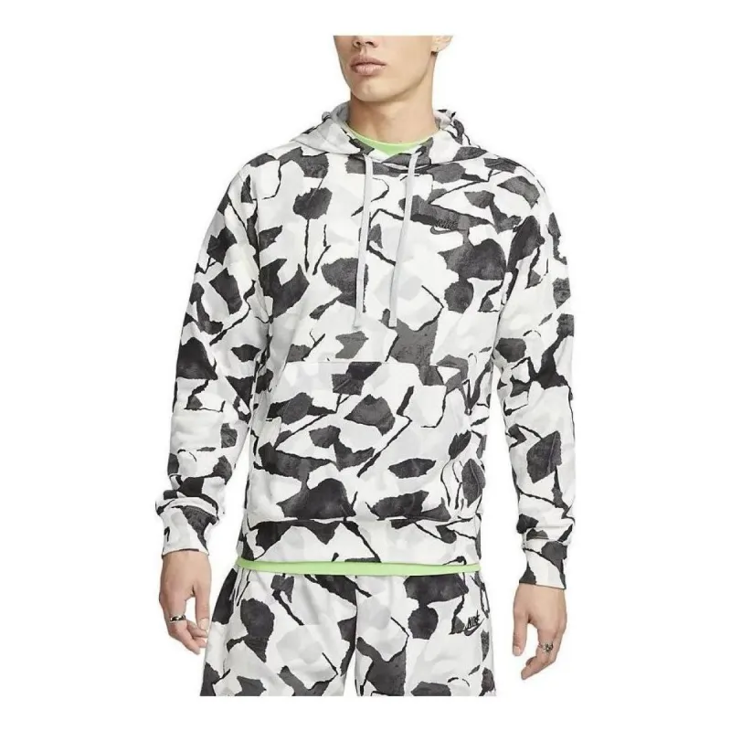 Nike Club Fleece French Terry Pullover Hoodie Asia Sizing 'White Black' DX0792-060 sold by KicksCrew