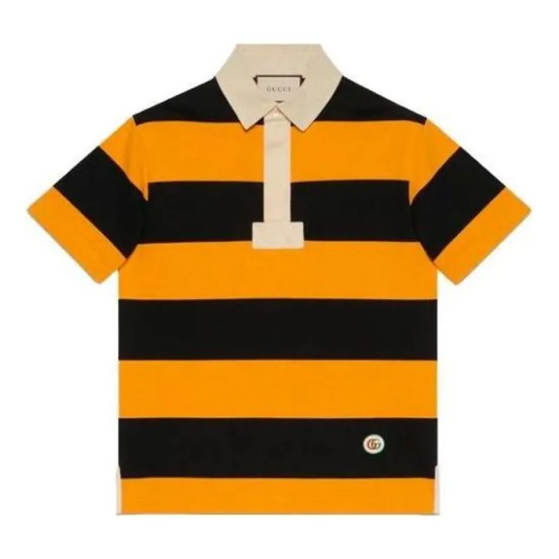 Gucci Striped Cotton Polo With Patch 'Yellow Black' 645251-XJC6F-7121 sold by KicksCrew