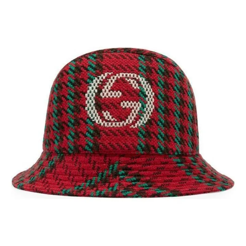 Gucci Houndstooth Wool Fedora With Interlocking G 'Red' 640876-4HABN-8200 sold by KicksCrew