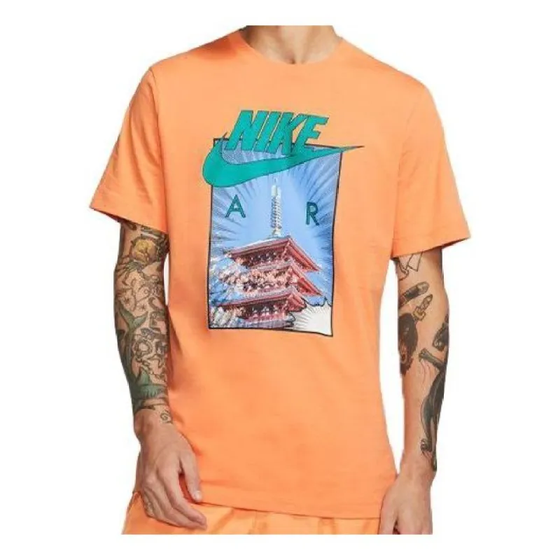 Men's Nike As nsw tee air photo Short Sleeve Orange T-Shirt CT6530-871 sold by KicksCrew