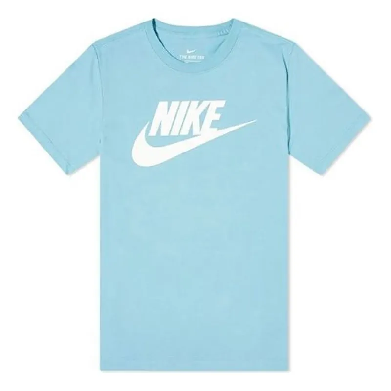 Nike Futura Icon Pure Cotton Basic Printing Short Sleeve Light Blue AR5004-424 sold by KicksCrew