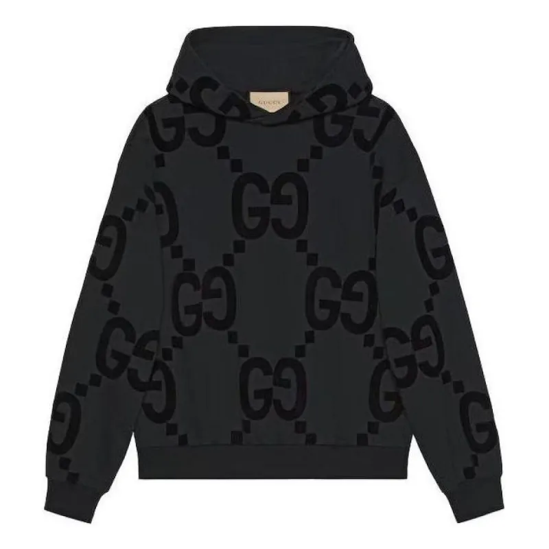 Gucci GG Flocked Print Cotton Fleece Sweatshirt 'Black' 768499-XJF37-1868 sold by KicksCrew