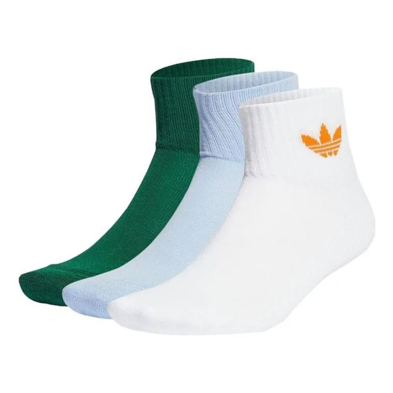 Adidas Mid Ankle Socks 3-Pairs 'White Blue Green' HY1005 sold by KicksCrew
