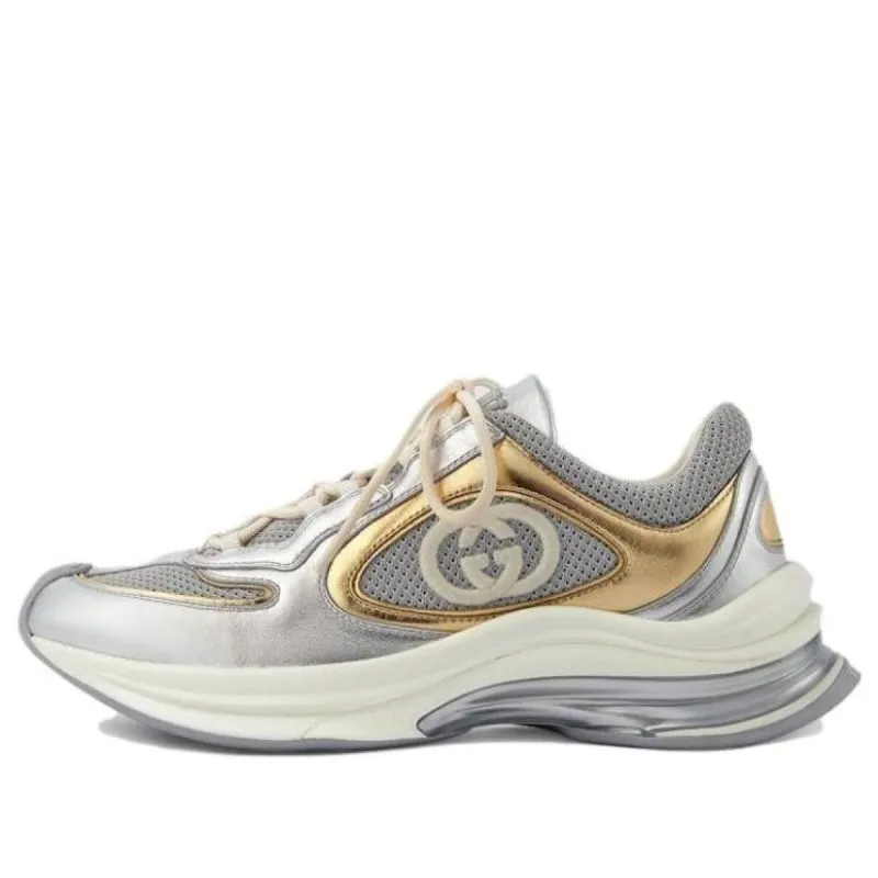 (WMNS) Gucci Run Sneaker 'Silver Metallic Leather' 746939-AAC67-8143 sold by KicksCrew