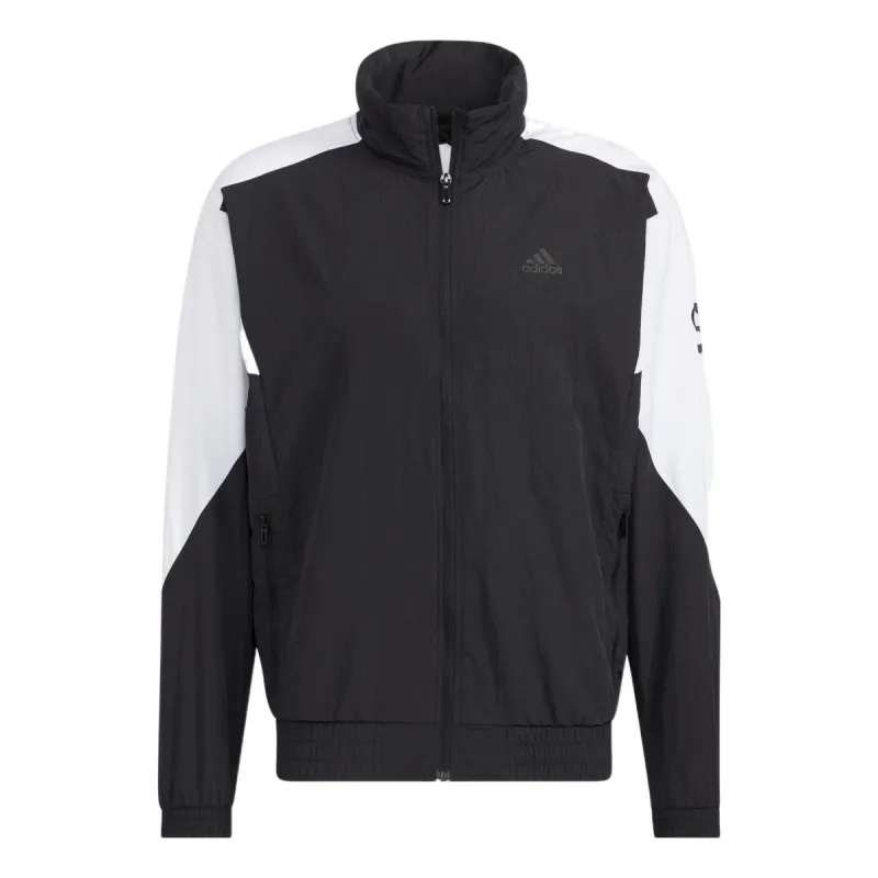 adidas Brandlove Woven Block Jacket 'Black White' HE7428 sold by KicksCrew