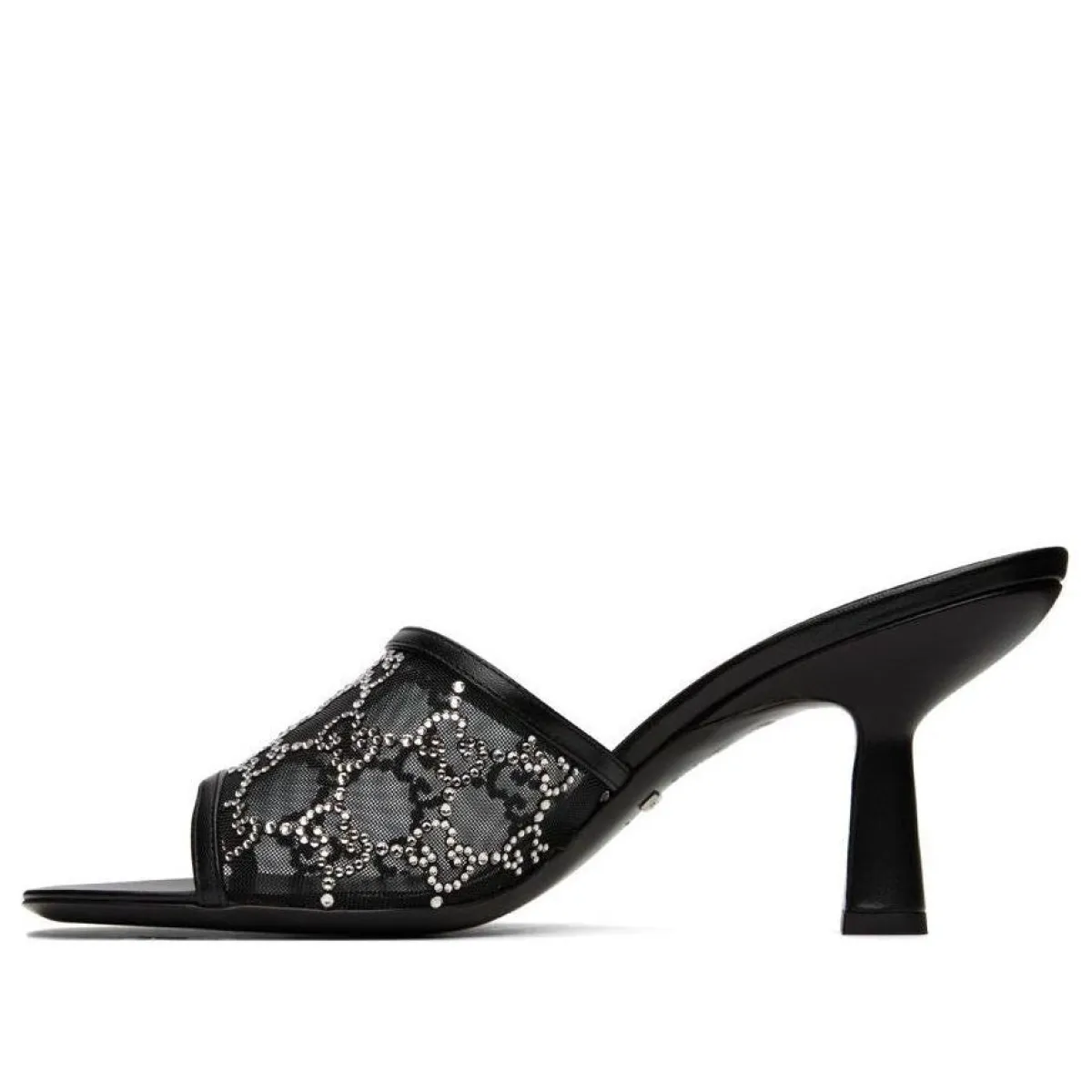 (WMNS) Gucci GG Mid-Heel Slide Sandal 'Black' 747245-F13B0-1000 sold by KicksCrew