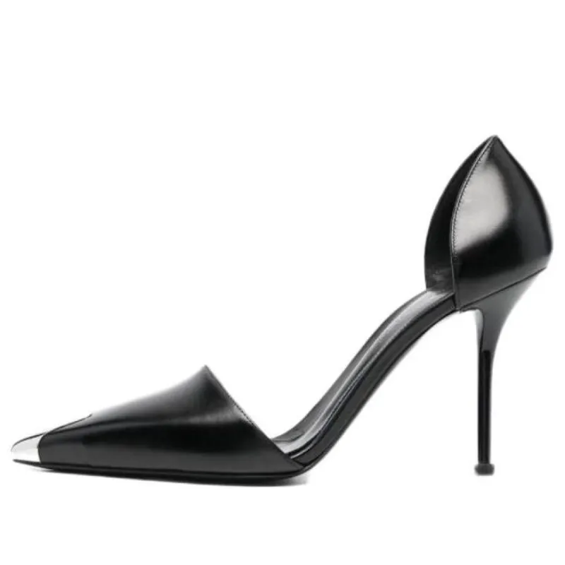 (WMNS) Alexander McQueen Harness Punk Heels 'Black Silver' 718874WHSWD1081 made by KicksCrew