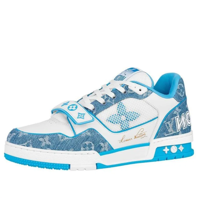 LOUIS VUITTON LV Trainer 'Monogram Denim Blue' 1A9ZI6 sold by KicksCrew