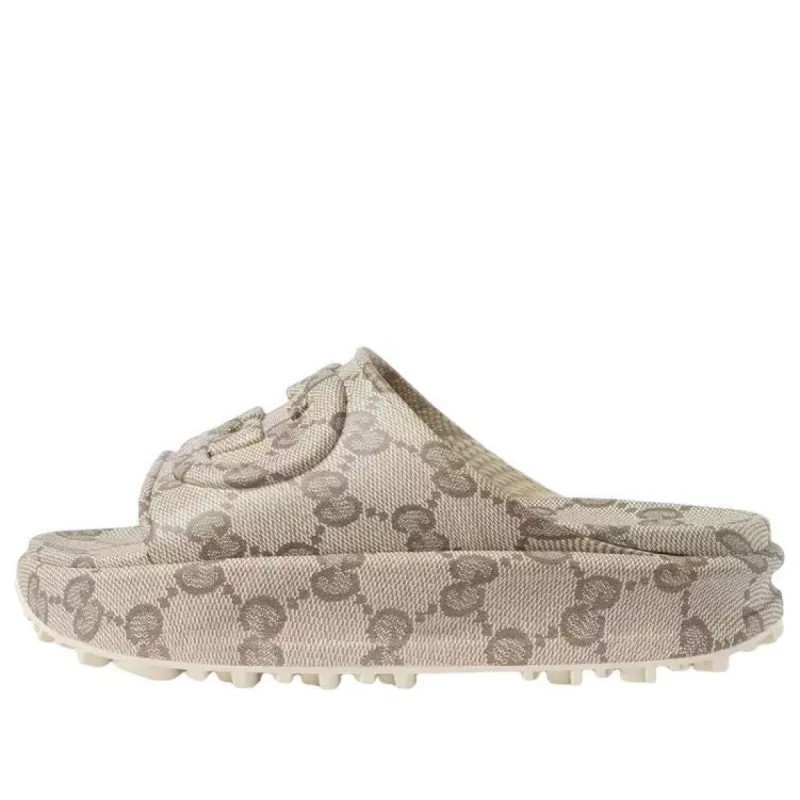 Gucci GG Slide Sandal 'Interlocking G - Beige Ebony' 725535-JAAC6-9742 sold by KicksCrew