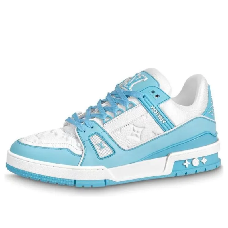 LOUIS VUITTON LV Trainer 'White Sky Blue' 1AA6X0 sold by KicksCrew