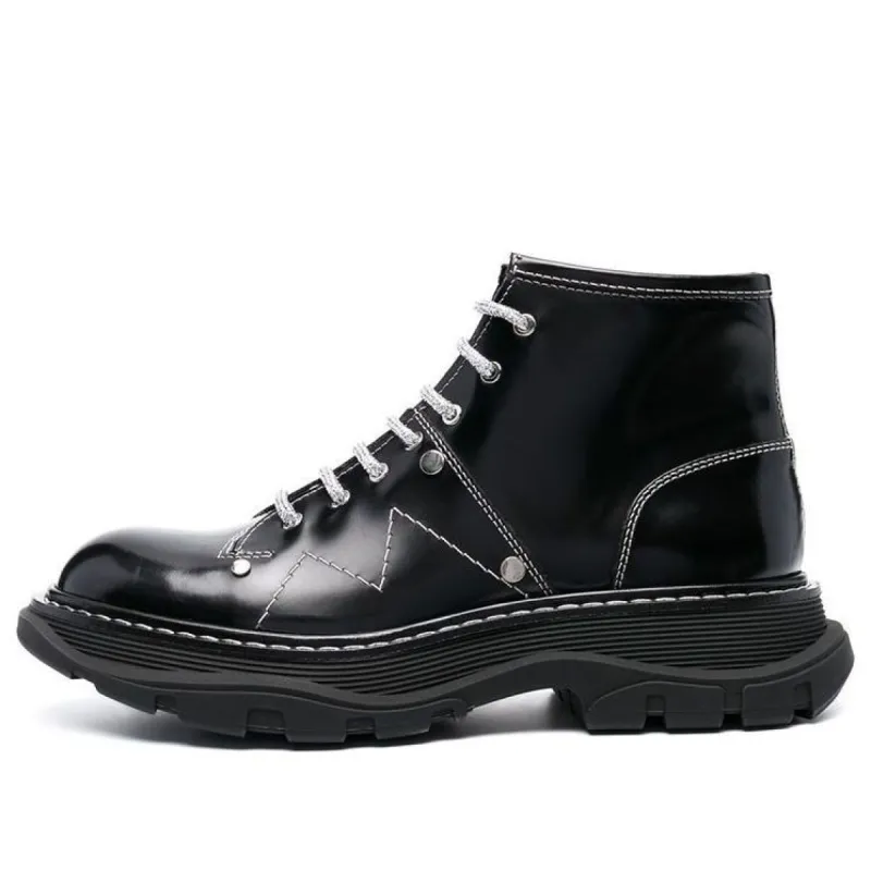(WMNS) Alexander McQueen Tread Lace-up Boots 'Black White' 718366WIC6D1081 sold by KicksCrew