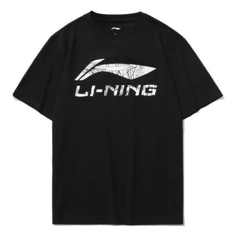 Li-Ning Big Graphic Loose Fit T-shirt 'Black' AHSR543-2 sold by KicksCrew