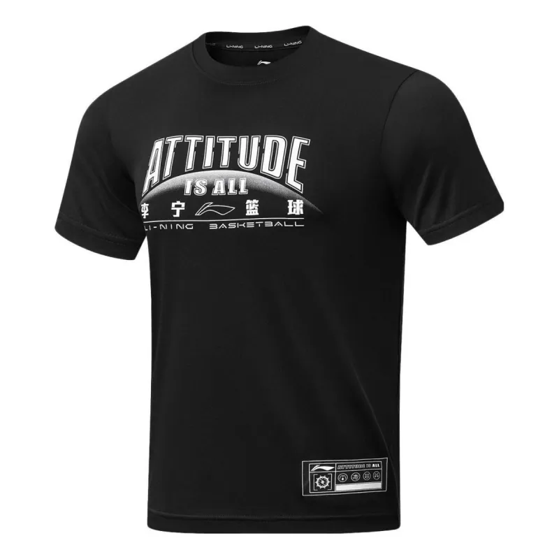 Li-Ning Basketball Attitude Is All Graphic T-shirt 'Black White' AHST299-1 sold by KicksCrew