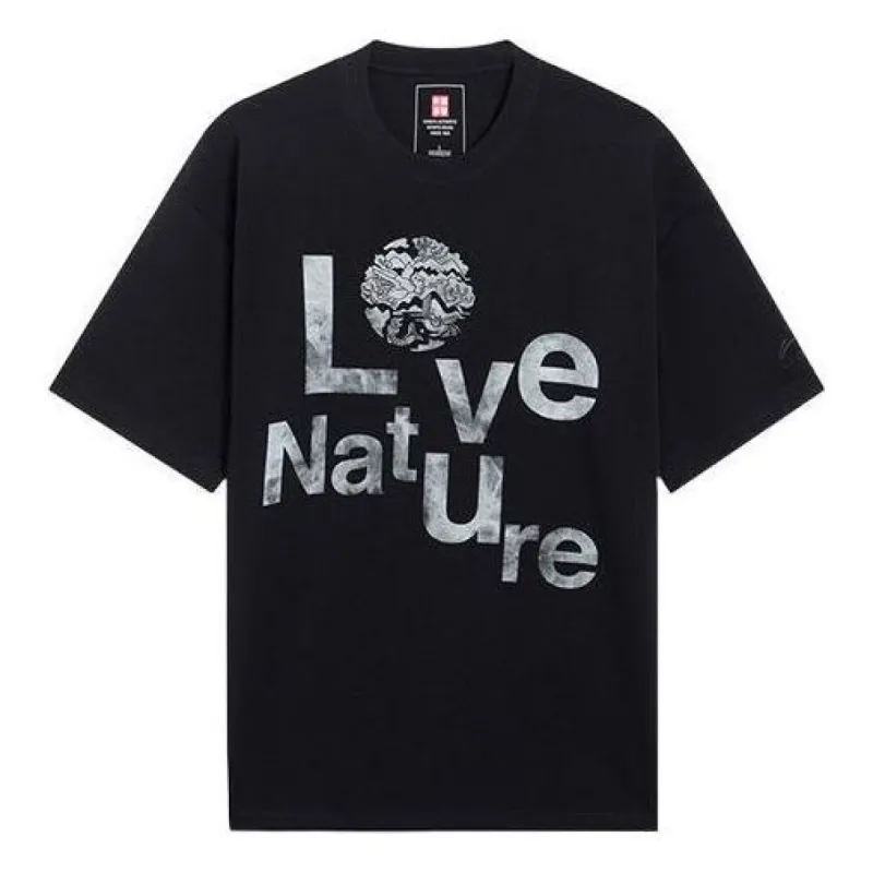 Li-Ning Love Nature Graphic Loose Fit T-shirt 'Black' AHSS079-4 sold by KicksCrew