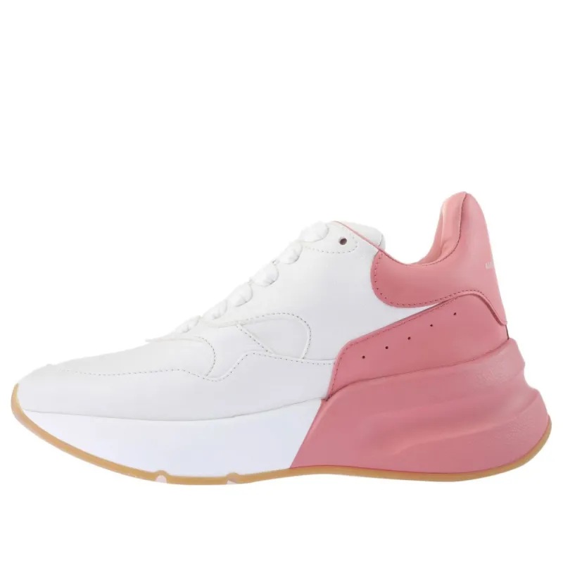 (WMNS) Alexander McQueen Oversized Runner Low Top Leather Sneakers with Mesh 'White Pink' 533709WHRU39374 sold by KicksCrew