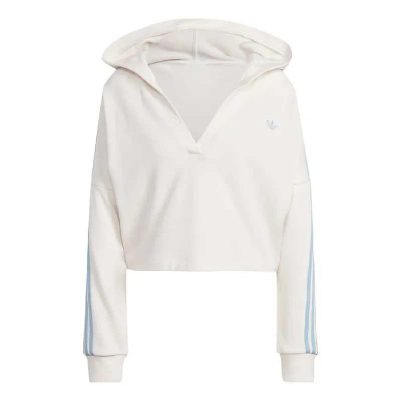 (WMNS) adidas Originals V-Neck Short Hoodie 'White' IC8521 sold by KicksCrew