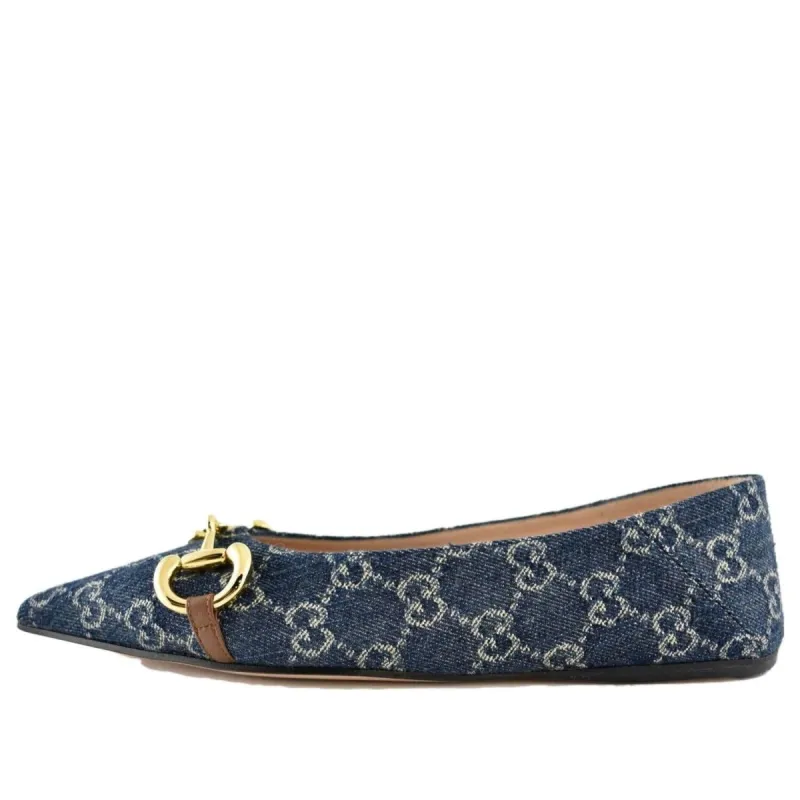 (WMNS) GUCCI Denim Ballet Flat With Horsebit 'Blue' 635101-2KQ80-4462 sold by KicksCrew