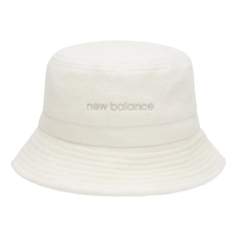 New Balance Wordmark Logo Fleece Bucket Hat 'White' LAH14002-CRM sold by KicksCrew